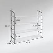 Kenzlife mutfak banyo duvar rafı junzi mat ceviz suntalam 100(Y)*80(G)*15(D)4 KATLI thumbnail 3