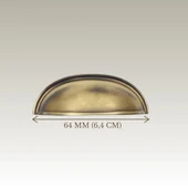Tas Midye Çanak 64mm Antik Sarı Dolap Çekmece Vestiyer Mobilya Kulpu Metal Kulp thumbnail 1