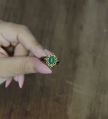 Doğal Taş Yeşil Akik Doğal Taşlı Antik Model Kadın Ayarlanabillir Yüzük euy71ya thumbnail 3