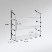 Kenzlife mutfak banyo duvar rafı junzi mat ceviz suntalam 070(Y)*60(G)*15(D)3 KATLI thumbnail 3