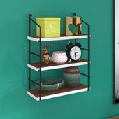 Kenzlife mutfak banyo duvar rafı junzi mat ceviz suntalam 070(Y)*40(G)*15(D)3 KATLI thumbnail 1