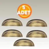Tas Midye Çanak 64mm Antik Sarı Dolap Çekmece Vestiyer Mobilya Kulpu Metal Kulp ( 5 ADET ) thumbnail 1