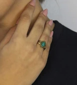 Doğal Taş Yeşil Akik Doğal Taşlı Antik Model Kadın Ayarlanabillir Yüzük euy71ya thumbnail 2