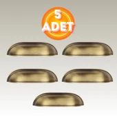 Tas Midye Çanak 96mm Antik Sarı Dolap Çekmece Vestiyer Mobilya Kulpu Metal Kulp ( 5 ADET ) thumbnail 1