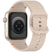 Apple Watch 10/11 42mm-38/40/41mm Kordon Dekoratif Örgü Çizgili Spor Silikon Kayış 2/3/4/5/6/se/7/8/9 - 9