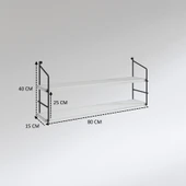 Kenzlife mutfak banyo duvar rafı junzi mat gri suntalam 040(Y)*80(G)*15(D)2 katlı thumbnail 3