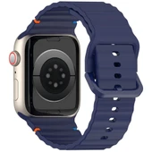 Apple Watch 10/11 42mm-38/40/41mm Kordon Dekoratif Örgü Çizgili Spor Silikon Kayış 2/3/4/5/6/se/7/8/9 - 4