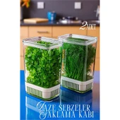 Modacar Yeşillik Saklama Kabı - Taze Yeşillik İçin - Soğan Maydanoz vb Yeşillik Saklama 2 Lİ set - 1