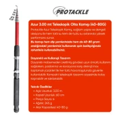 Olta Seti - 300cm Olta Kamışı 40-80GR / 4000'lik Olta Makinesi (XB-Kırmızı) - Taşıma Çantalı thumbnail 3