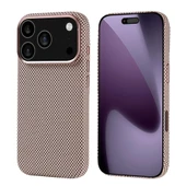 iPhone 17 Pro Kılıf M-safe Şarj Özellikli Karbon Fiber Görünümlü ZNTH Nekst Kapak - Gold thumbnail 1