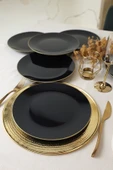 Keramika Siyah Gold Ege Servis Tabağı 26 Cm 6 Adet thumbnail 2