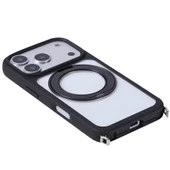 iPhone 17 Pro Max Kılıf M-Safe Şarj Özellikli Standlı ZNTH Piza Silikon Kapak - Turuncu thumbnail 3