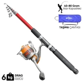 Olta Seti - 300cm Olta Kamışı 40-80GR / 4000'lik Olta Makinesi (XB-Kırmızı) - Taşıma Çantalı thumbnail 1