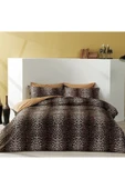 TAÇ.3254(60229067)-SATEN CIFT KSLK NEVRESIM TAKIMI LEOPARD V51-KAHVE - 1