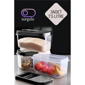 Modacar Erzak Bakliyat Saklama Kabı 3 lü Set 7.5 Lt Antrasit - 1