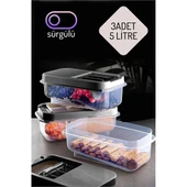 Modacar Erzak Bakliyat Saklama Kabı 3 lü Set 5 Lt Antrasit - 1