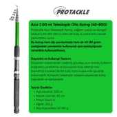 Olta Seti - 300cm Olta Kamışı 40-80GR / 4000'lik Olta Makinesi (XB-Yeşil) - Taşıma Çantalı thumbnail 3