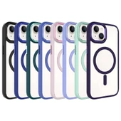 iPhone 15 Kılıf Wireless Şarj Özellikli ZNTH Krom M-safe Silikon Kapak - Lavendery Gray thumbnail 3