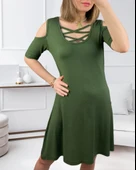 MDB Dekolteli Bağcık Detay Viskon Kumaş Elbise thumbnail 3