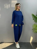 MDB Kadın Iki Iplik Viskon Pamuk Kumaş Arma Detaylı Ikili Takım thumbnail 5