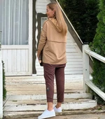 MDB Kadın Kahve Kapşonlu Etek Ucu Detay Arma Ters Dikiş Gorunumlu Ikili Takım thumbnail 2