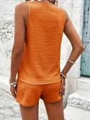 MDB Kadın Askılı Kolsuz V Yakalı önden Düğmeli Bürümcük Bluz Ve Short Ikili Takım thumbnail 3