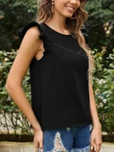 MDB Kadın Yuvarlak Yaka Kolları Fırfırlı Krep Bluz thumbnail 2