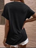 MDB Kadın Tek Omuzu Açık Düğme Detaylı Salaş Viskon Bluz thumbnail 3