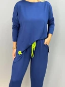 MDB Kadın Iki Iplik Viskon Pamuk Kumaş Arma Detaylı Ikili Takım thumbnail 3