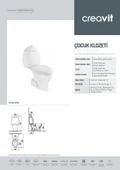 Creavit Çocuk Alttan Çıkışlı Klozet + Rezervuar + İç Takım + Çocuk Klozet Kapağı 4 'lü Set - 5