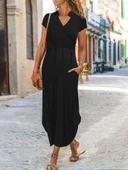 MDB Kadın Kısa Kollu Hakim V Yaka Viskon Elbise thumbnail 1