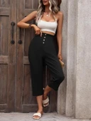 MDB Kadın Yüksek Belli önden Düğmeli Ithal Keten Pantolon thumbnail 1