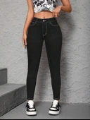 MDB Kadın Yüksek Bel önden Düğmeli Dar Kesim Kot Pantolon thumbnail 7