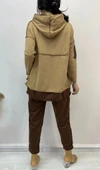 MDB Kadın Kahve Kapşonlu Etek Ucu Detay Arma Ters Dikiş Gorunumlu Ikili Takım thumbnail 5
