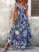 MDB Kadın Kısa Yarasa Kanat Kollu V Yakalı Beli Büzgülü Süprem Elbise thumbnail 2