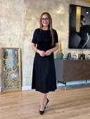 MDB Kadın Kısa Kollu Bisiklet Yaka Midi Viskon Iki Iplik Elbise thumbnail 3