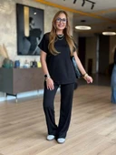 MDB Kadın Kısa Kollu Bisiklet Yaka Viskon Iki Iplik Bluz Ve Pantolon Ikili Takım thumbnail 5