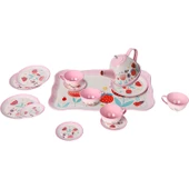 Vardem Oyuncak 15 Parça Çiçek Desenli Metal Çay Seti (Küçük Çocuklar Için Çay Partisi Seti) - 3