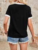 MDB Kadın Kısa Kollu V Yakalı Viskon Bluz thumbnail 5