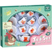 Mega Oyuncak Ayı Desenli 17 Parça Seramik Çay Seti Kızlar İçin Eğlenceli Oyun Seti - 1