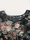MDB Kadın Kısa Kollu Yuvarlak Yaka çiçek Baskılı Asimetrik Kesim şifon Bluz thumbnail 8