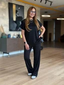 MDB Kadın Kısa Kollu Bisiklet Yaka Viskon Iki Iplik Bluz Ve Pantolon Ikili Takım thumbnail 1