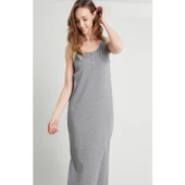 Henley Gri Henley Longline Gecelik thumbnail 3