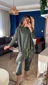 MDB Kadın Iki Iplik Viskon Pamuk Kumaş Arma Detaylı Ikili Takım thumbnail 2