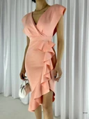 MDB cuba Kumaş Önü Fırfırlı Midi Boy Elbise thumbnail 3