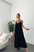 MDB Kadın Ip Askılı V Yakalı Uzun Aerobin Elbise thumbnail 2