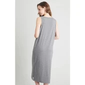 Henley Gri Henley Longline Gecelik thumbnail 4