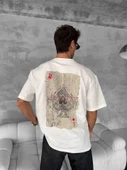 MDB Erkek Ön Ve Arka Baskılı Oversize Bisiklet Yaka Tshirt  Beyaz thumbnail 3