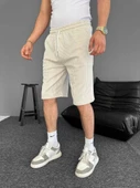 MDB u Yolu Çizgili Cepli Şort Bej thumbnail 1