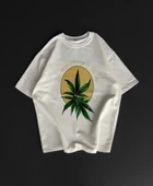 MDB Ön Ve Arka Baskılı Oversize Bisiklet Yaka Tshirt Beyaz thumbnail 1